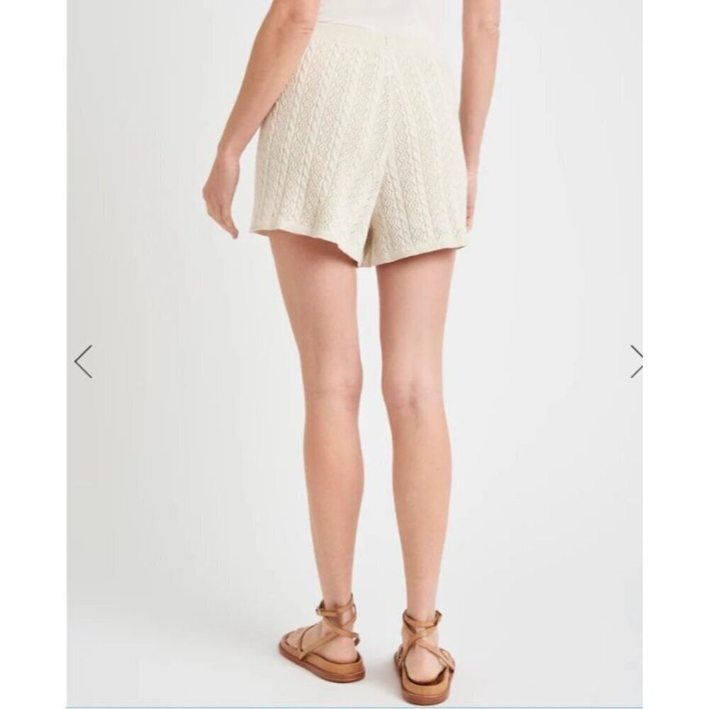 Splendid Crochet Shorts Mid-Rise Peachskin Fabric Cream Fully Lined MSRP $118 - Picture 3 of 11